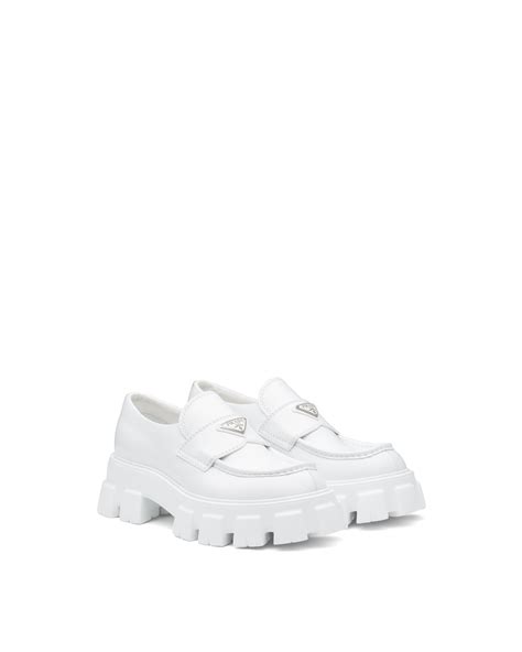 prada slip on loafers white|platform loafers Prada.